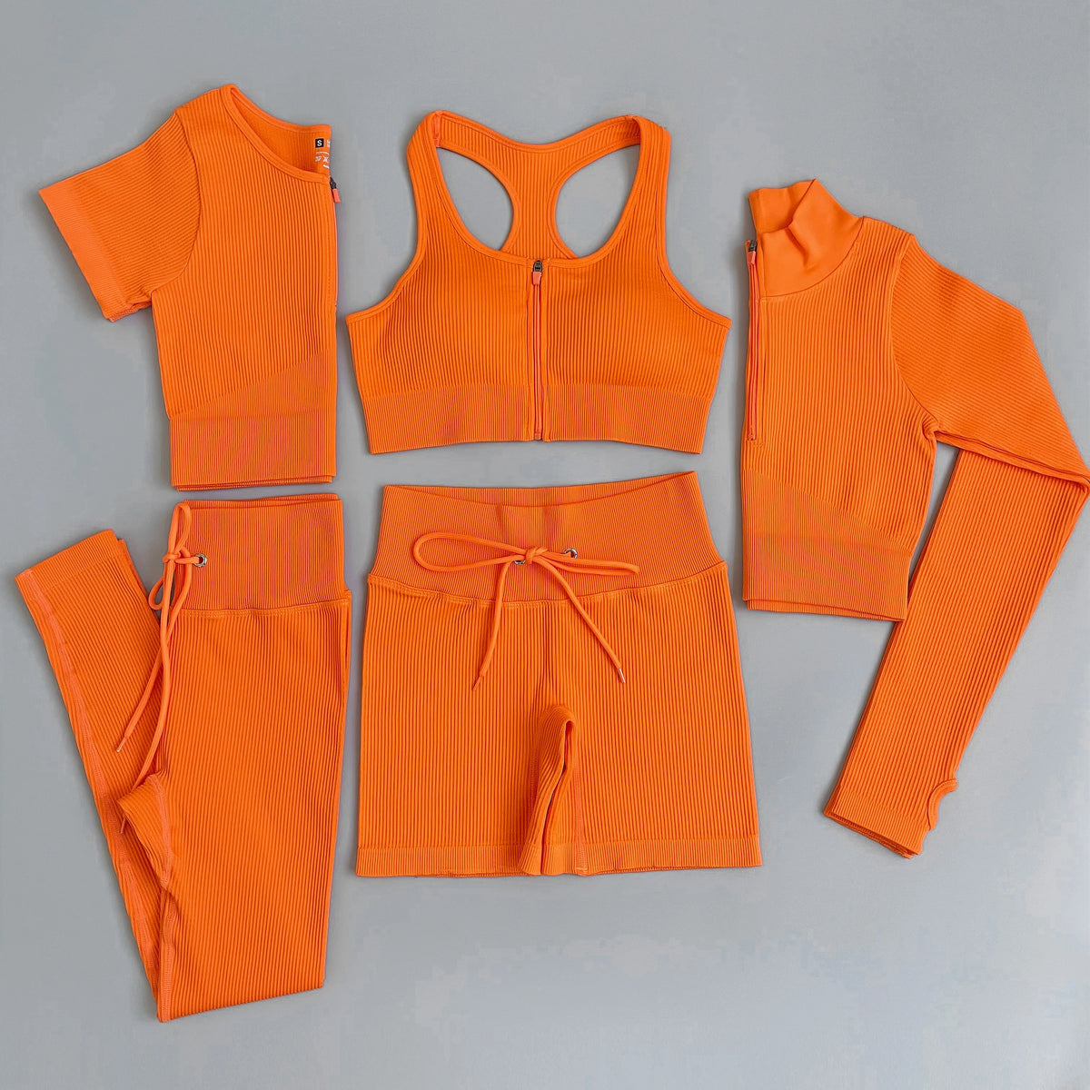 Ensemble de Sport Femme 5 Pièces Côtelé