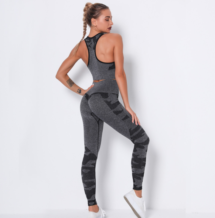 Ensemble de Sport Femme Camouflage Sans Coutures – Legging Taille Haute & Brassière