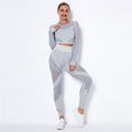 Ensemble de Sport Femme Sans Coutures – Legging Taille Haute & Crop Top Manches Longues