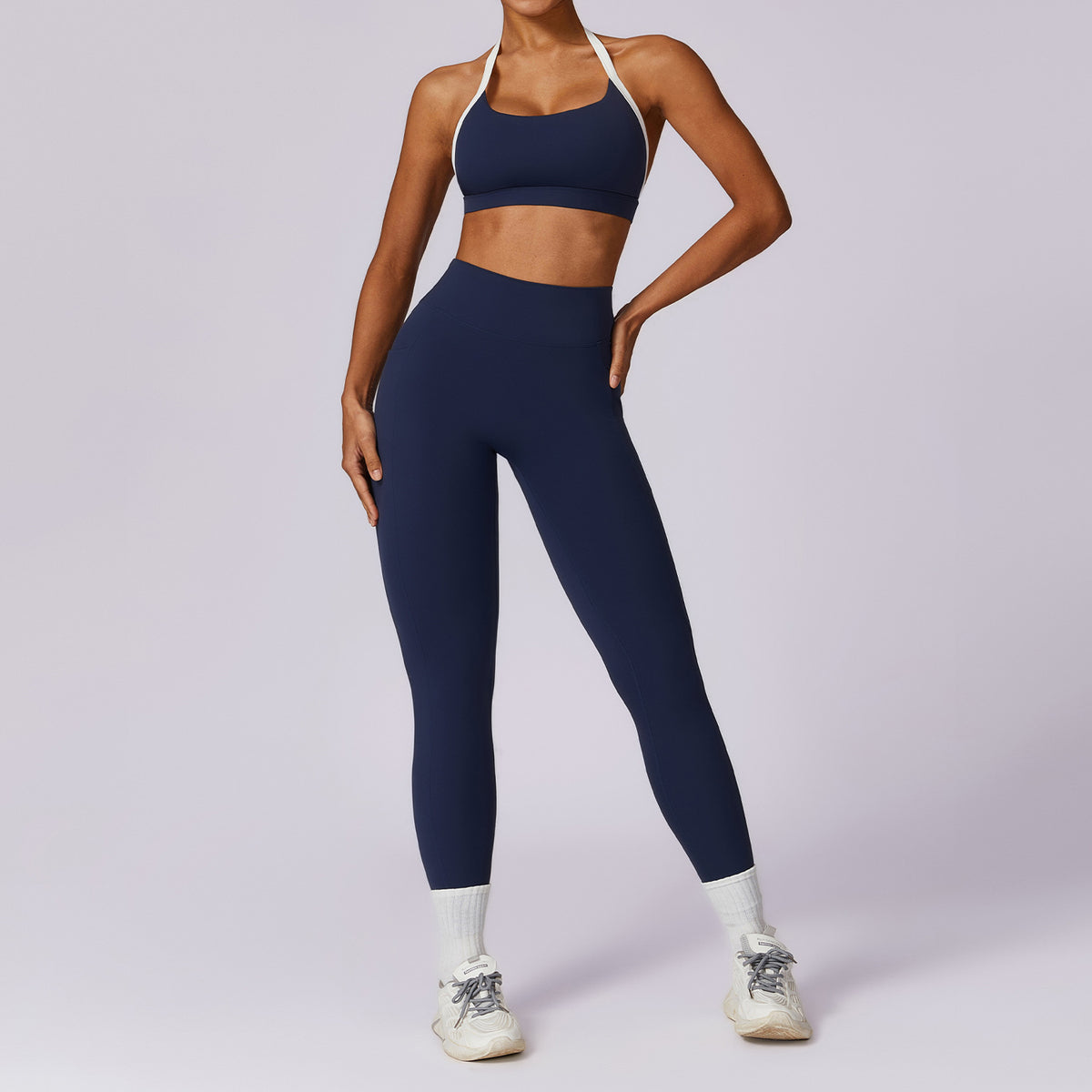 Ensemble de yoga dos color-block, tenue de sport et de fitness moulante pour femmes