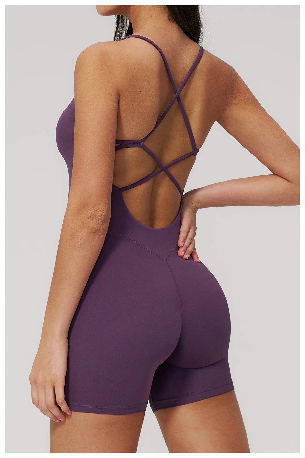 Combinaison Short Activewear Sculptante Dos Ouvert