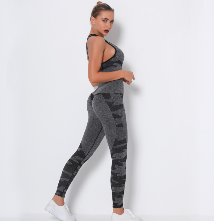Ensemble de Sport Femme Camouflage Sans Coutures – Legging Taille Haute & Brassière