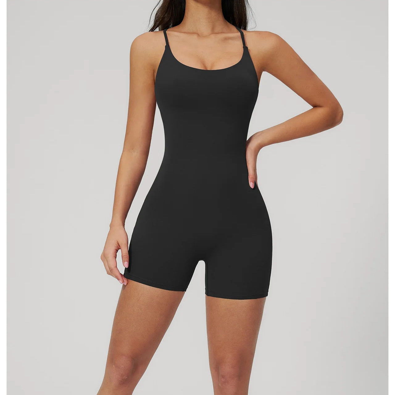 Combinaison Short Activewear Sculptante Dos Ouvert