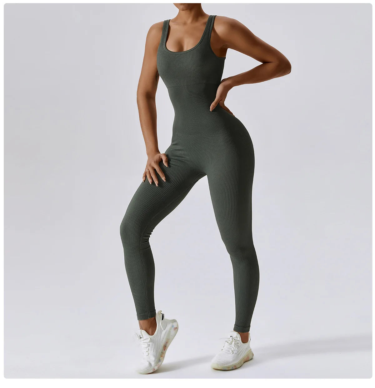 Combinaison Activewear Femme Côtelée Sans Manches