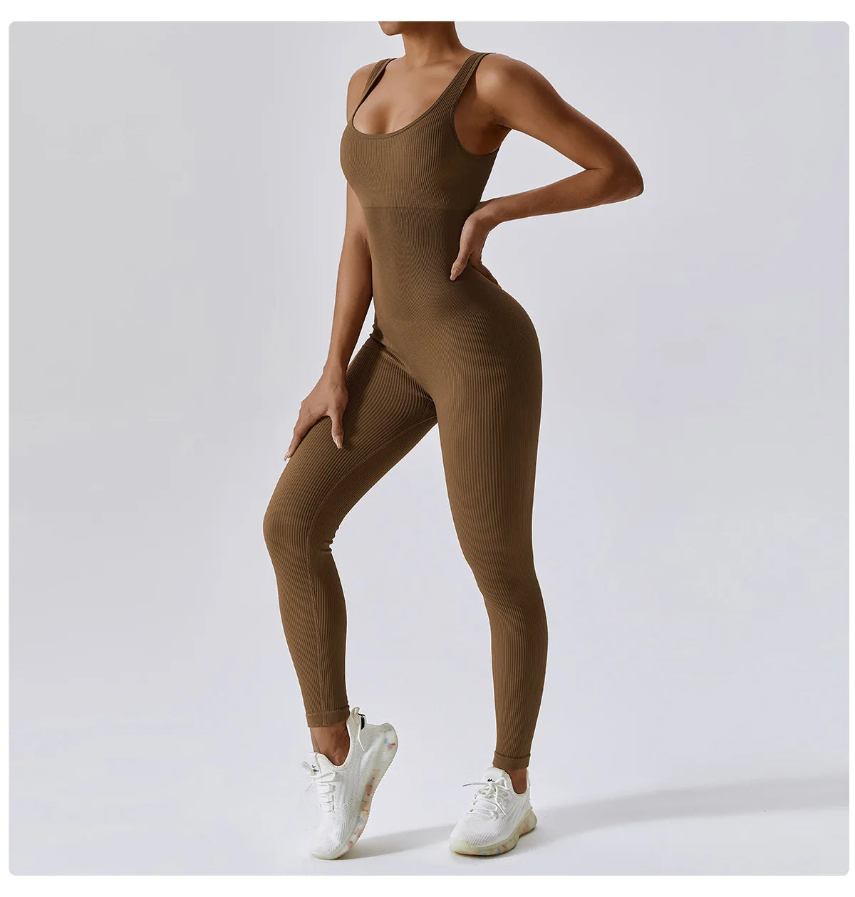 Combinaison Activewear Femme Côtelée Sans Manches