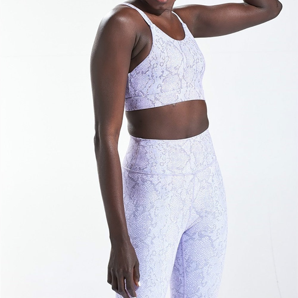 Ensemble de Sport Femme Imprimé Python – Brassière & Legging Taille Haute