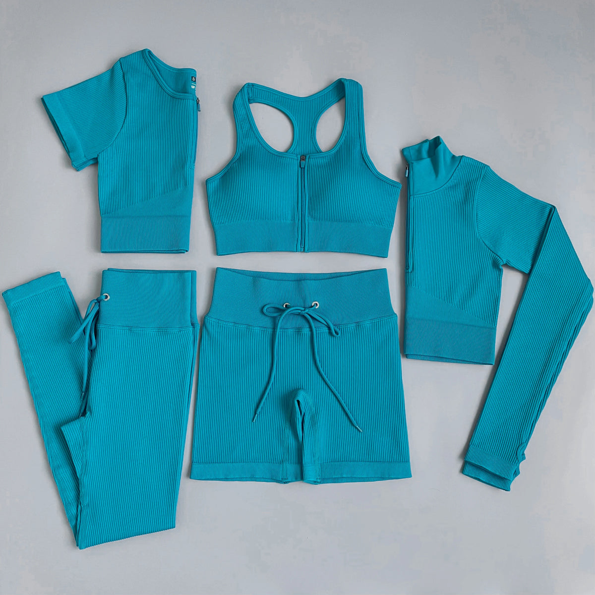 Ensemble de Sport Femme 5 Pièces Côtelé