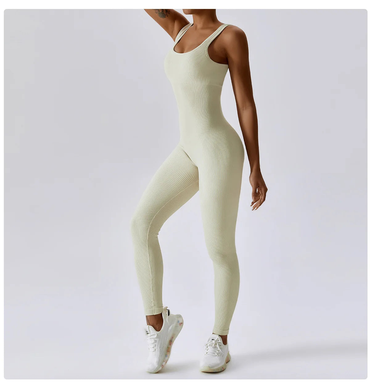 Combinaison Activewear Femme Côtelée Sans Manches