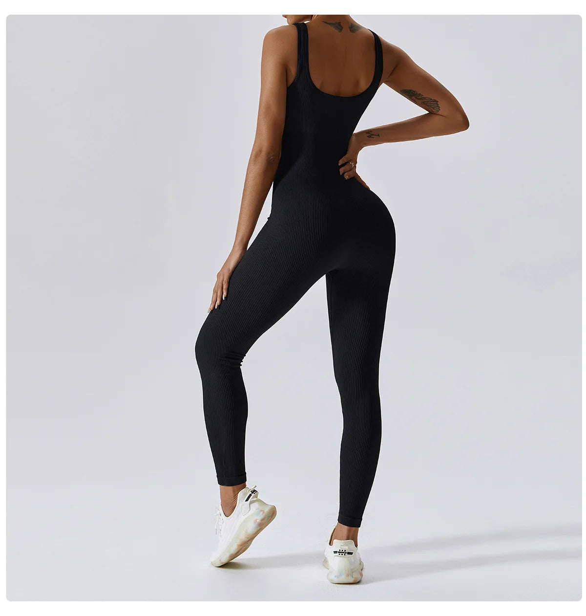 Combinaison Activewear Femme Côtelée Sans Manches