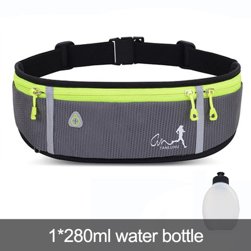 Nildras Waist Gym Bag, Anti-theft Running Belt, Waterproof Waist Pack for Men and Women, Gym Belt with Water Bottle Holder