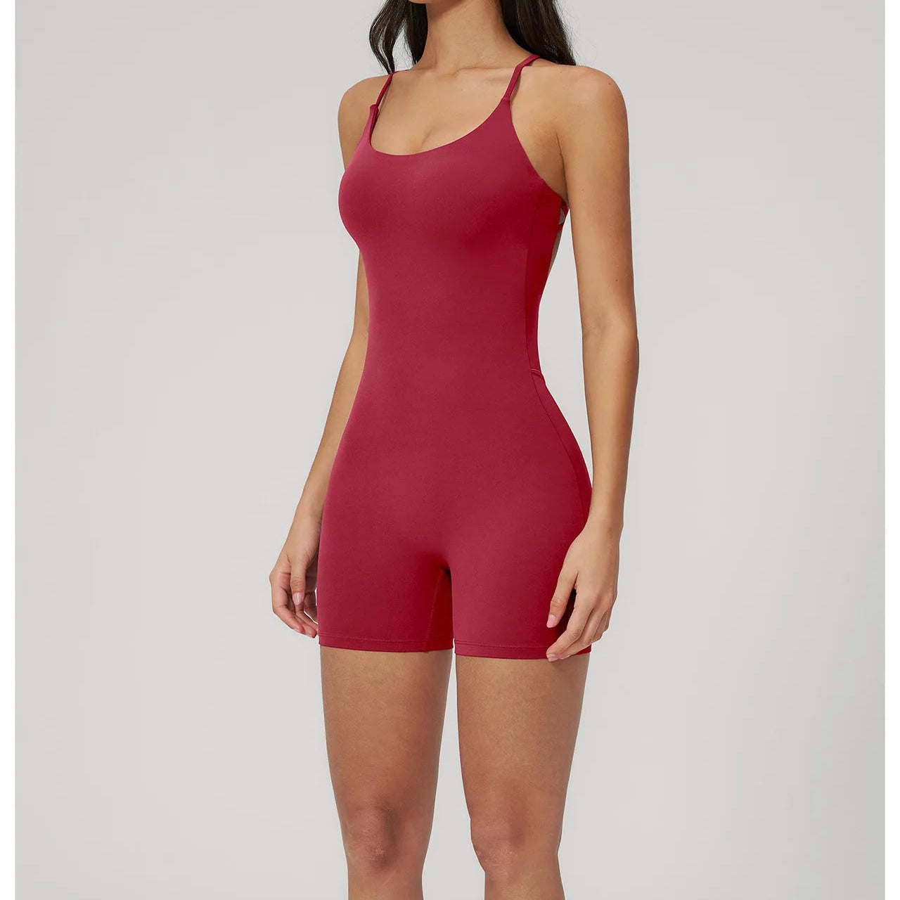 Combinaison Short Activewear Sculptante Dos Ouvert