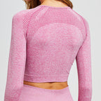 Crop Top de Sport Femme Manches Longues Sans Coutures