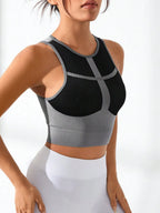 Crop Top de Sport Femme Color Block
