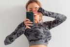 Camouflage 3-piece long sleeved bra pants sports fitness yoga peach hip lifting tight pants set