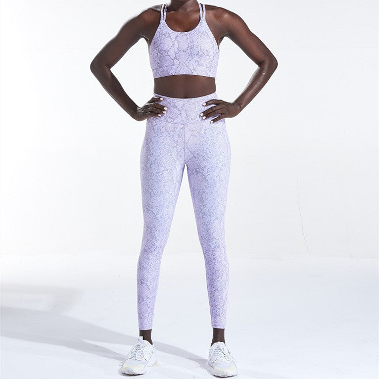 Ensemble de Sport Femme Imprimé Python – Brassière & Legging Taille Haute