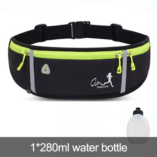 Nildras Waist Gym Bag, Anti-theft Running Belt, Waterproof Waist Pack for Men and Women, Gym Belt with Water Bottle Holder