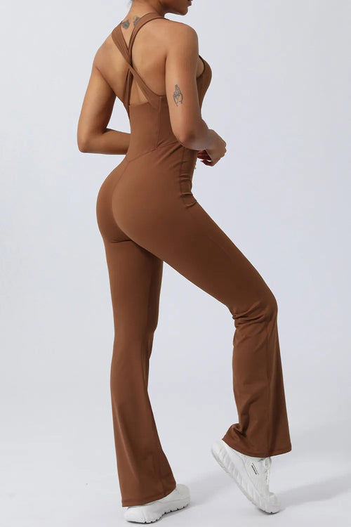 Combinaison de Sport Femme Évasée Dos Croisé
