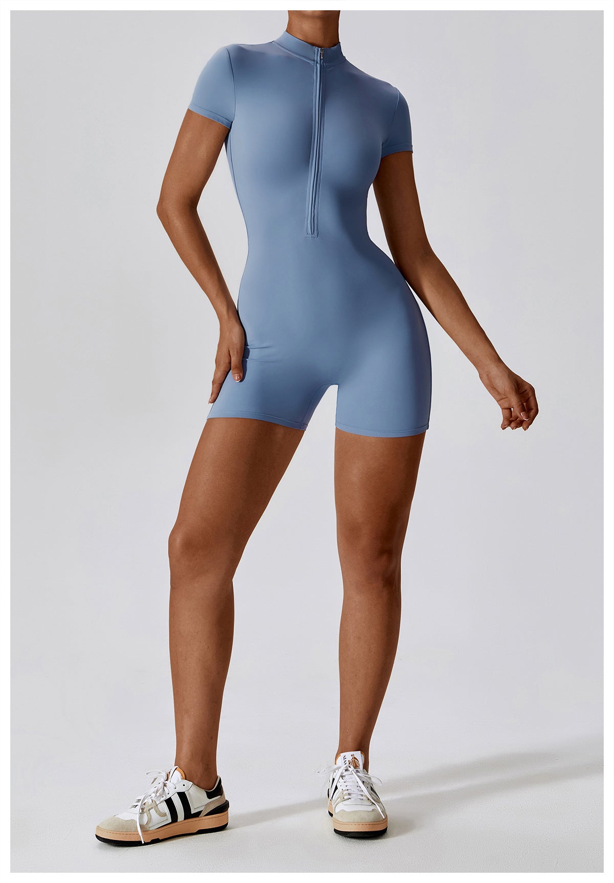 Combinaison Short Sculptante Zippée Sans Coutures