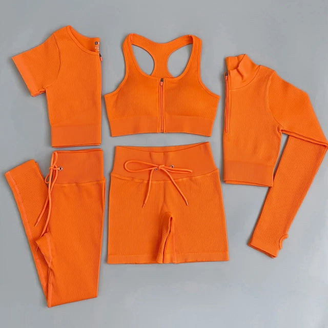 Ensemble de Sport Femme 5 Pièces Côtelé
