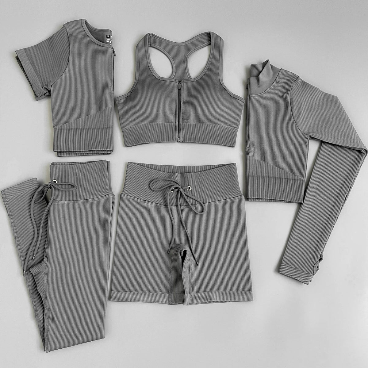 Ensemble de Sport Femme 5 Pièces Côtelé