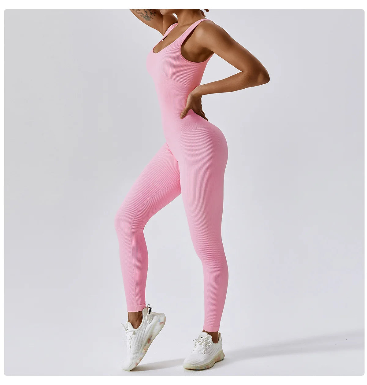 Combinaison Activewear Femme Côtelée Sans Manches