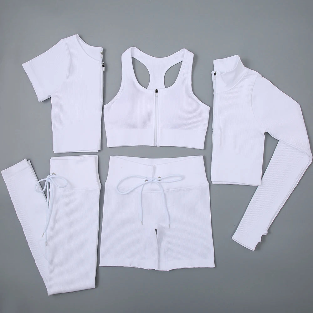 Ensemble de Sport Femme 5 Pièces Côtelé