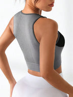 Crop Top de Sport Femme Color Block