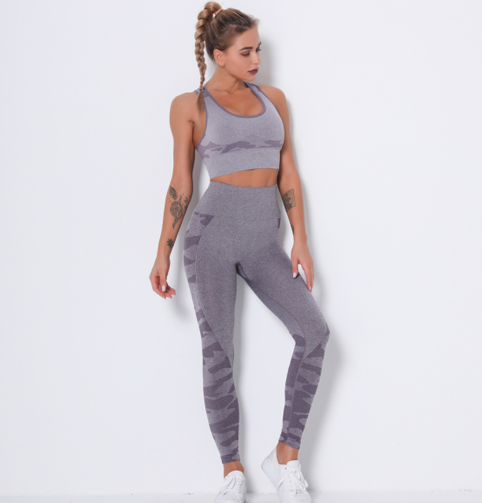 Ensemble de Sport Femme Camouflage Sans Coutures
