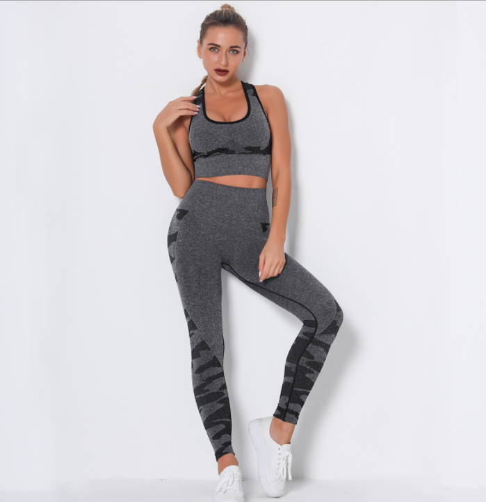 Ensemble de Sport Femme Camouflage Sans Coutures – Legging Taille Haute & Brassière
