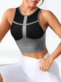 Crop Top de Sport Femme Color Block