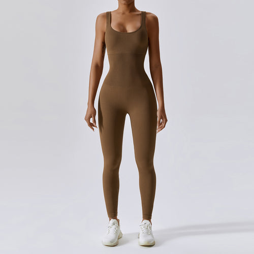 Combinaison Activewear Femme Côtelée Sans Manches