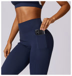 Legging de Sport Femme Taille Haute avec Poches