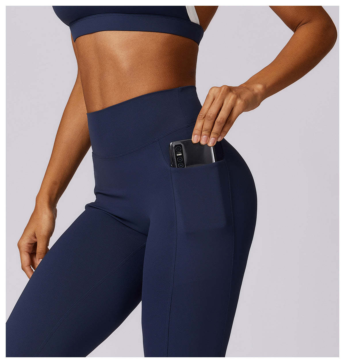 Legging de Sport Femme Taille Haute avec Poches