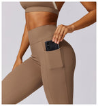 Legging de Sport Femme Taille Haute avec Poches