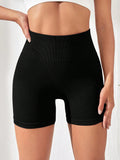 High-Elastic High-Waisted  Shorts for Women, Ribbed Lift-Butt Bottoming Leggings, Shaping Fitness Workout Pants
