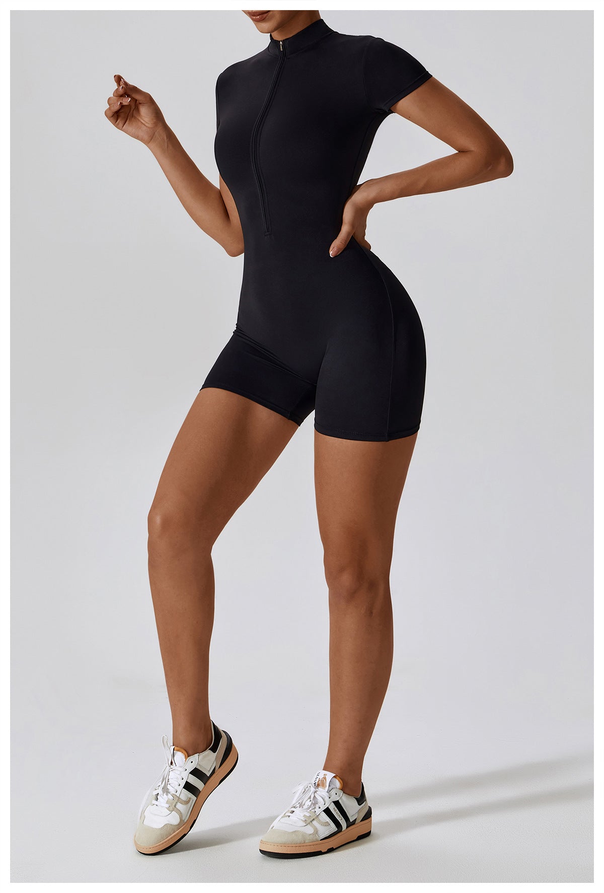 Combinaison Short Sculptante Zippée Sans Coutures