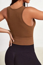 Crop Top Côtelé Femme Sans Coutures