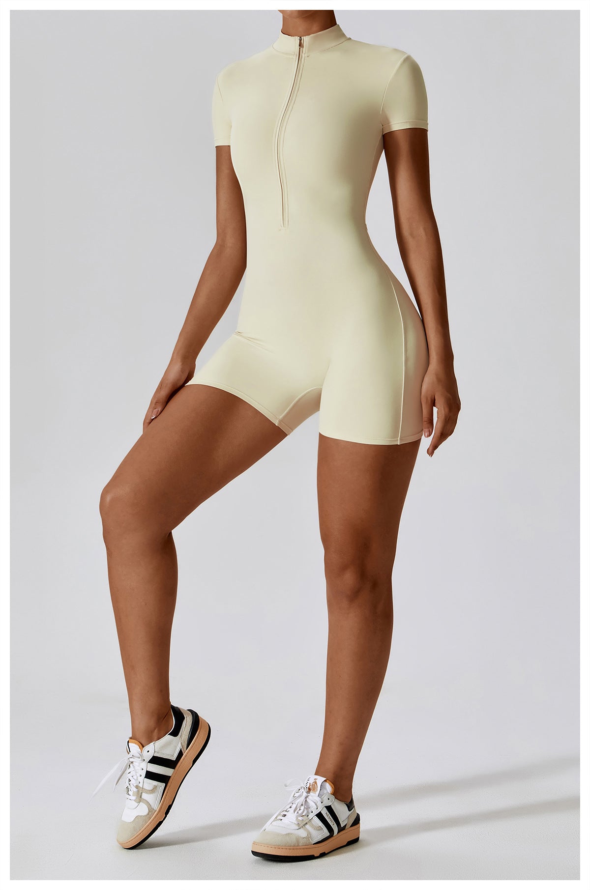 Combinaison Short Sculptante Zippée Sans Coutures