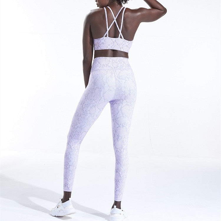 Ensemble de Sport Femme Imprimé Python – Brassière & Legging Taille Haute
