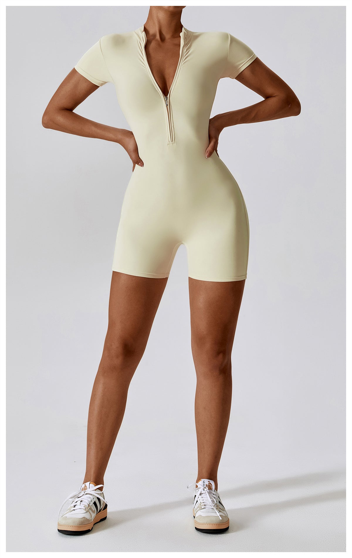 Combinaison Short Sculptante Zippée Sans Coutures