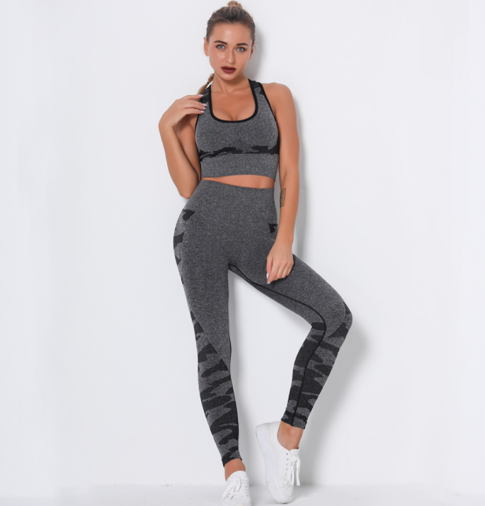 Ensemble de Sport Femme Camouflage Sans Coutures – Legging Taille Haute & Brassière