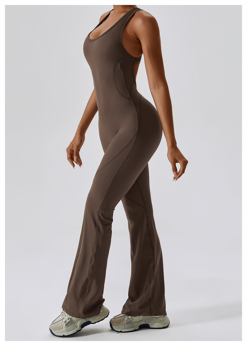 Combinaison Activewear Évasée Femme Dos Ouvert