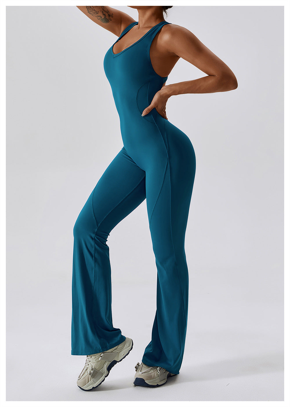 Combinaison Activewear Évasée Femme Dos Ouvert