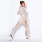 Ensemble de Sport Femme Sans Coutures – Legging Taille Haute & Crop Top Manches Longues