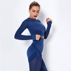 Ensemble de Sport Femme Sans Coutures – Legging Taille Haute & Crop Top Manches Longues